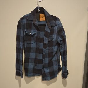 American Eagle Flannel, Men's Small, Teal And Black Buffalo Print